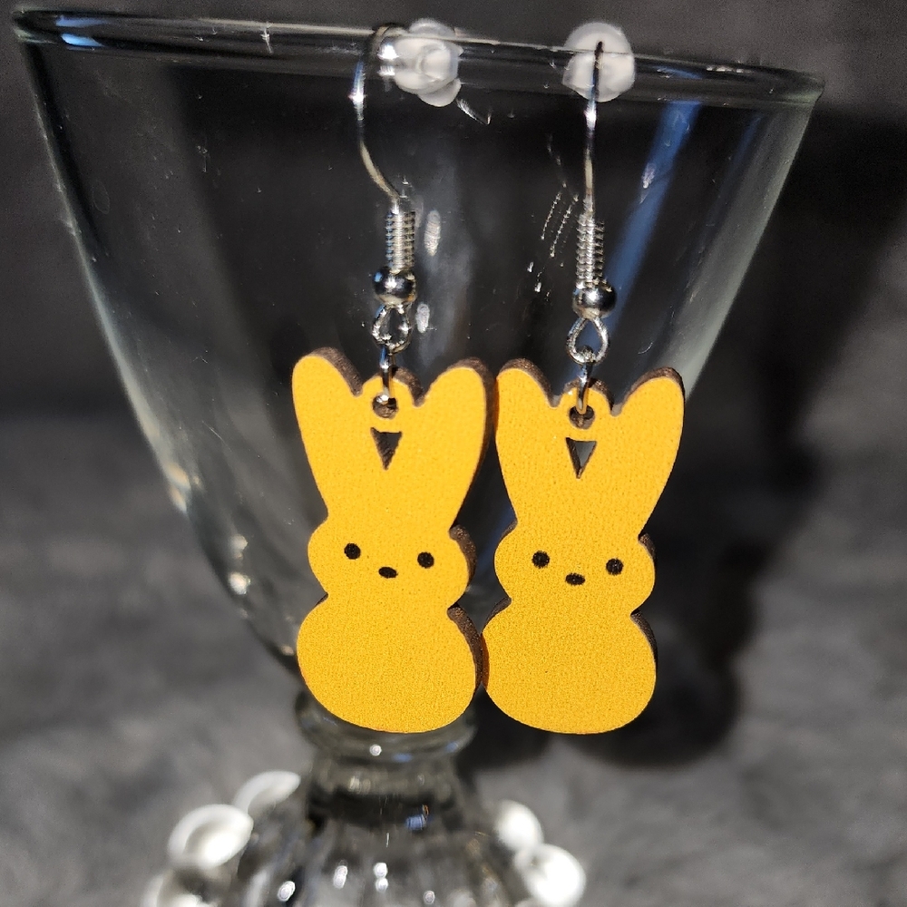 Yellow Peep Bunny Earrings‎ NWOT
